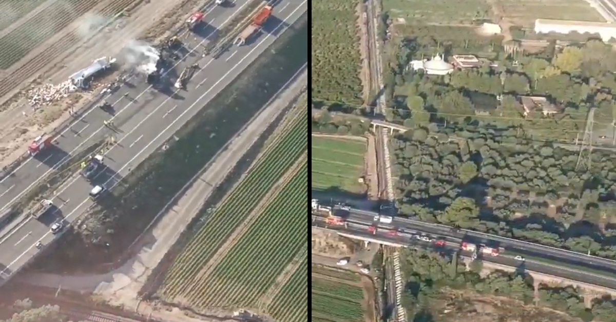 Trag�dia a l�AP-7: un mort i un ferit greu en un xoc m�ltiple entre camions entre l�Aldea i Amposta